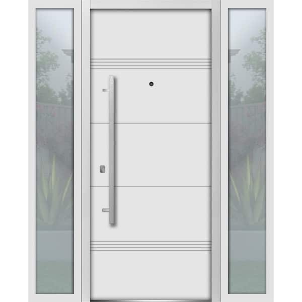 1705 64 in. x 80 in. Right-hand/Inswing White Steel Prehung Front Door with Hardware