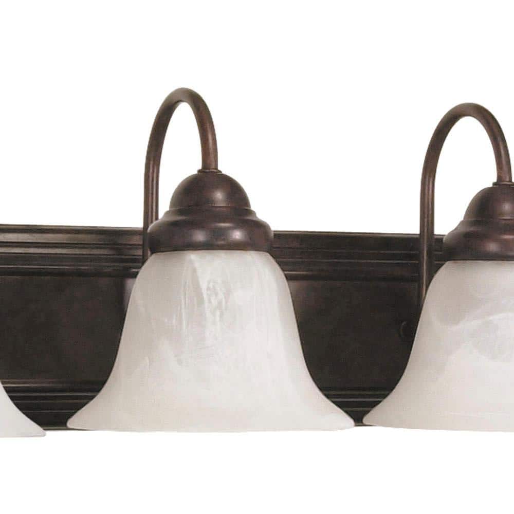 Ballerina Old Bronze 30" Vanity Light with Alabaster Glass Shades