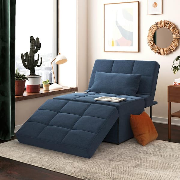 REALROOMS RealRooms 4-in-1 Sofa, Blue Linen DA2072549 - The Home Depot