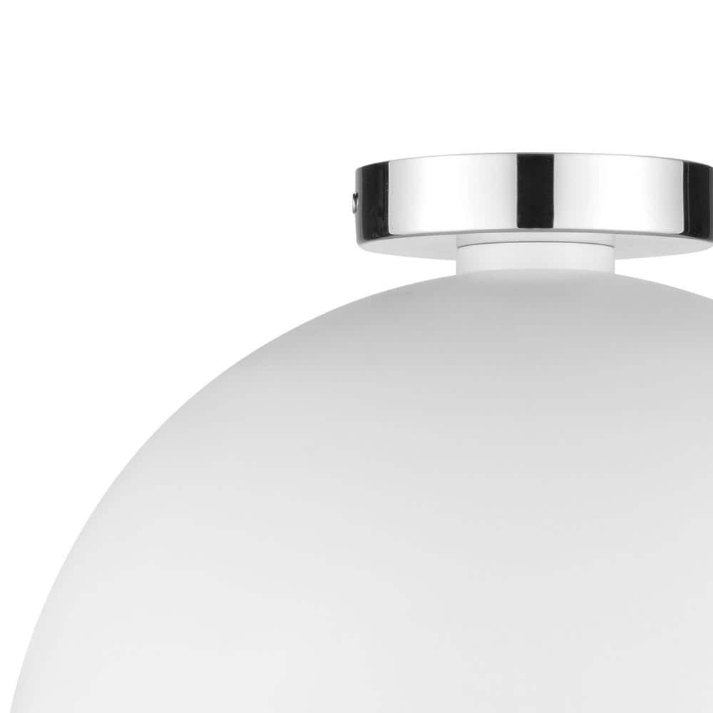Matte White Glass Globe Semi-Flush Mount Ceiling Light