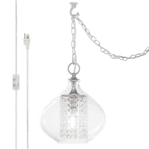 1-Light Clear Pendant with Faceted Crystal Glass Jewels