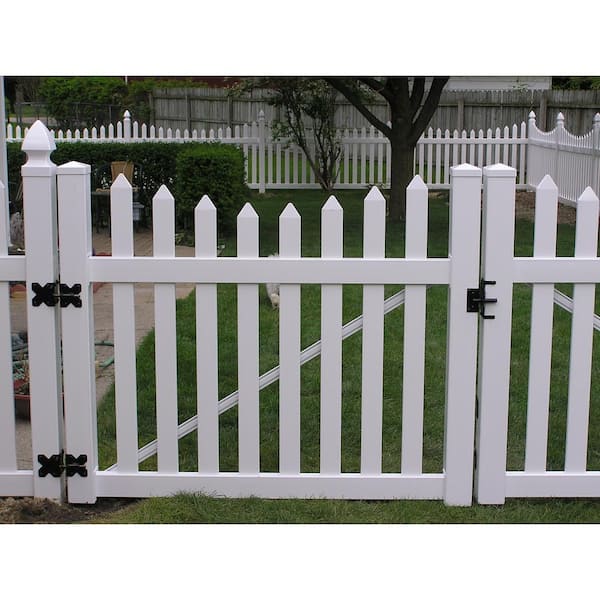 Weatherables Ellington 5 ft. W x 4 ft. H White Vinyl Picket Fence Gate Kit Includes Gate Hardware