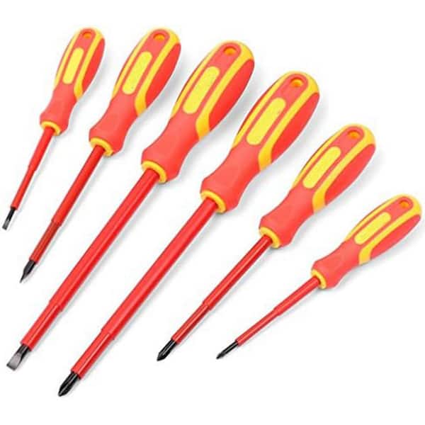 1000V Insulated Magnetic Tip Screwdriver Set Cushion Grip Handle Cr-V Steel Durable Electrician Tools 6-Piece