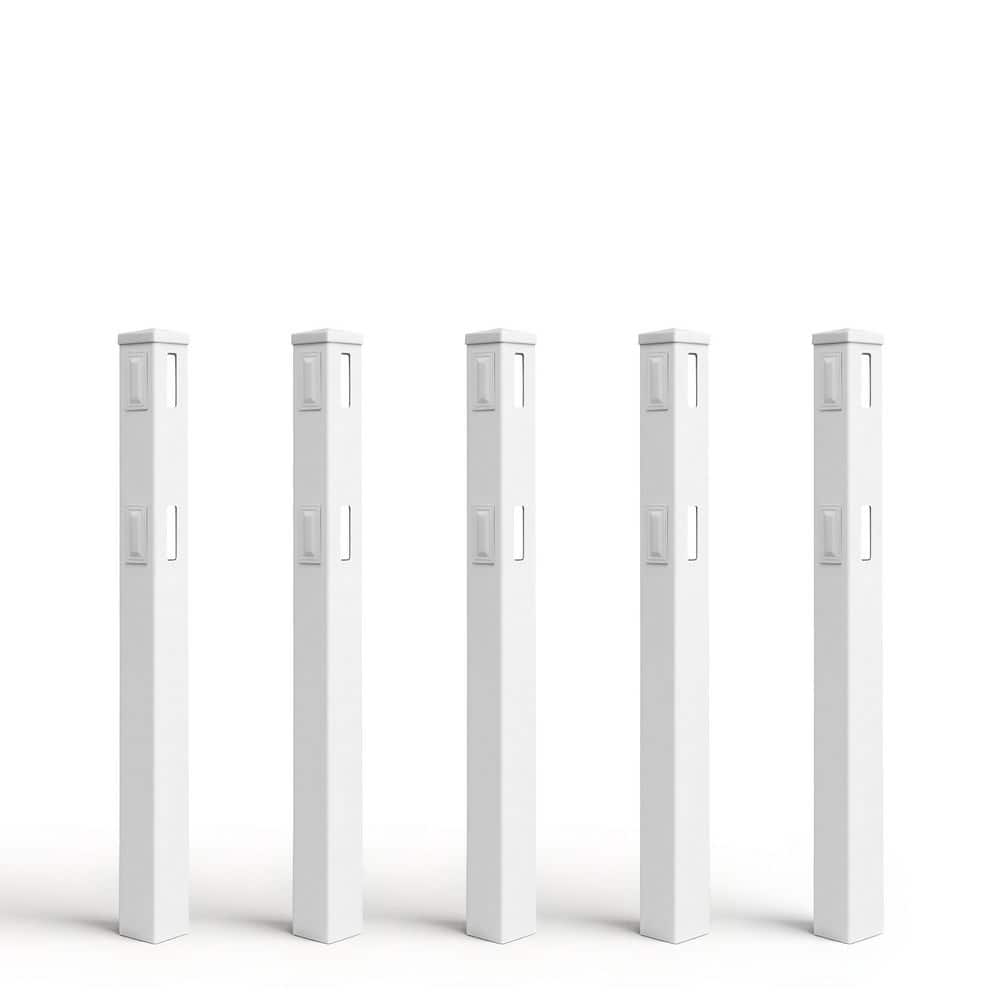 5 in. x 5 in. x 5 ft. White Vinyl Universal Fence Post with Cap and Hole Covers (5-Pack) price history on PriceWatchPro