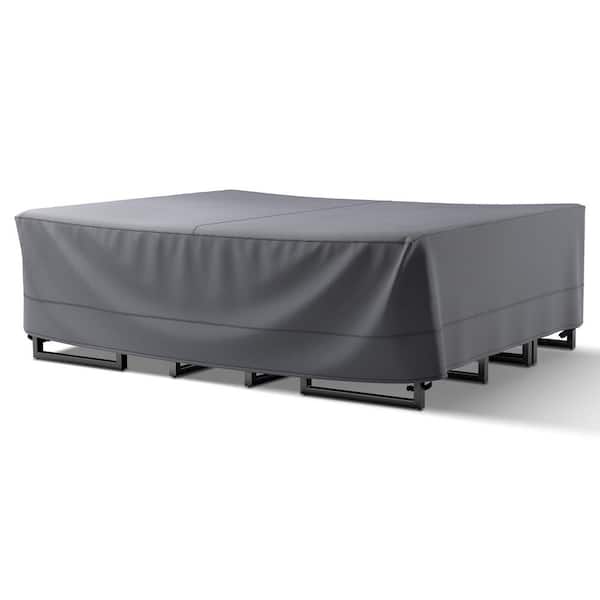 Carolina100% Waterproof Heavy-Duty Patio Conversation Set Outdoor Sofa Cover, 600D Oxford Fabric with PVC Coating, Gray