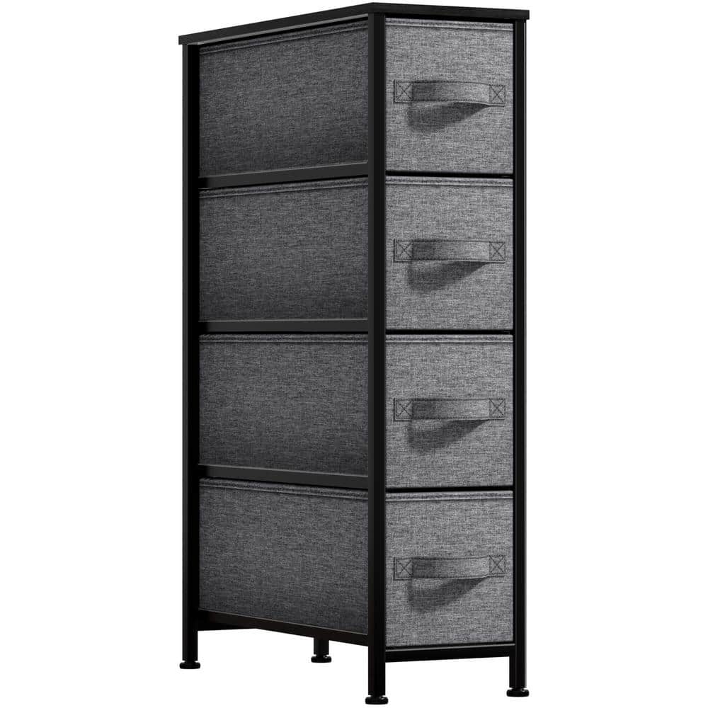 Sorbus Slim Black 4-Drawer Storage Tower with Steel Frame