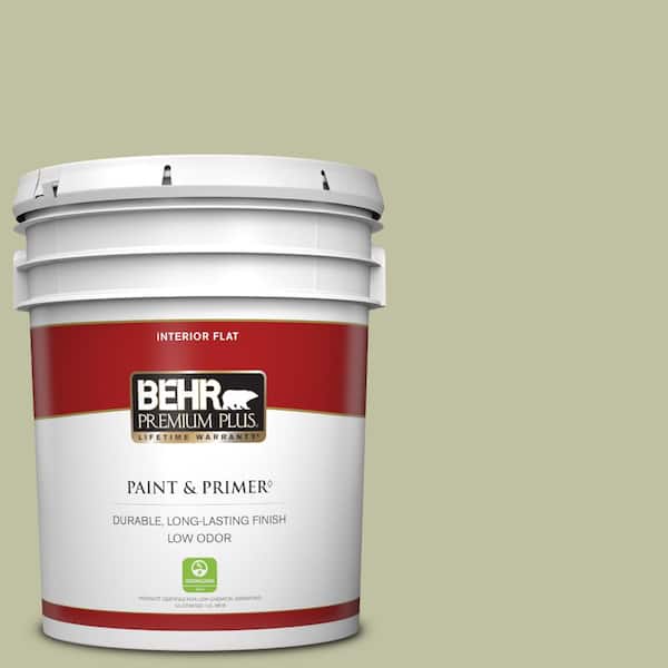 BEHR PREMIUM PLUS 5 gal. #S370-3 Sage Brush Flat Low Odor Interior Paint & Primer