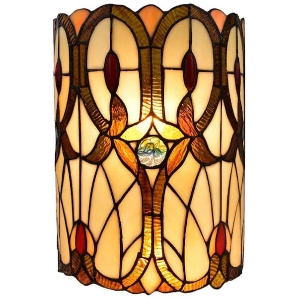 Amora Lighting 2-Light Multi-Colored Tiffany Style Geometric Wall Sconce