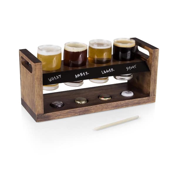 Black Metal Beer Flight Tasting Glasses Set Includes 5 oz Craft Beer  Glasses and Serving Tray