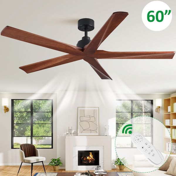 60 in. Brown Downrod Mount Standard 5-Blade Ceiling Fan with Remote Included, Reversible Airflow, Timer