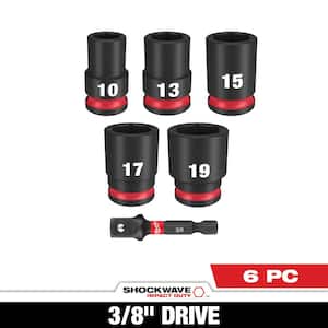 SHOCKWAVE 3/8 in. Drive Metric Standard 6 Point Impact Socket Set (6-Piece)