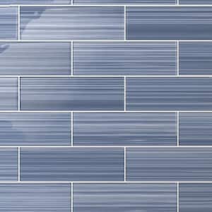 Hand Painted Rectangular 4 in. x 12 in. Coastline 50 Glass tile (10 sq. ft./per Case)