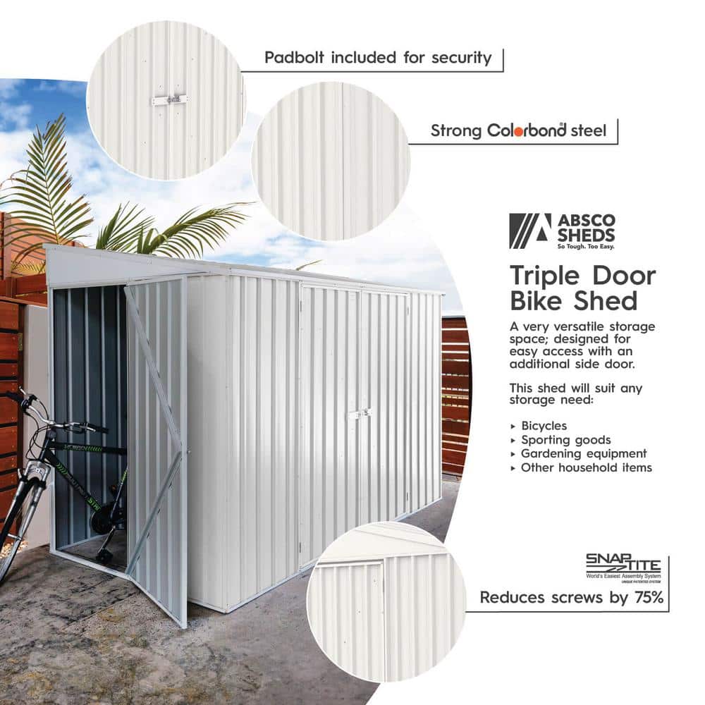 Durango 10' x 5' White Galvanized Steel Bike Shed