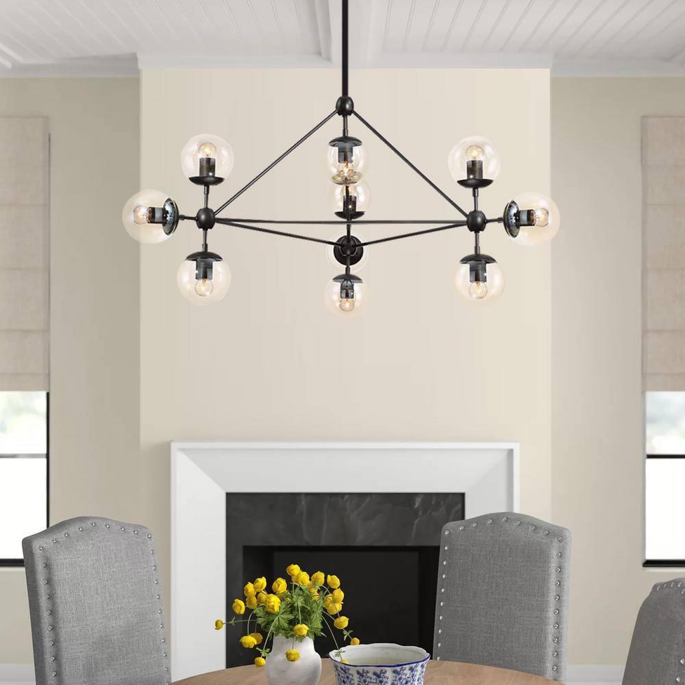 RRTYO Hermitage 10-Light Modern Farmhouse Black Cluster Sputnik Branch ...