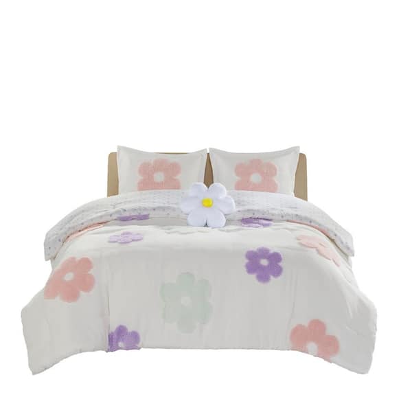 URBAN HABITAT KIDS Madeline 3-Piece White/Purple Polyester Twin Comforter Set