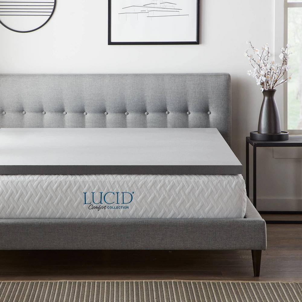 Lucid Comfort Collection 2 Inch Aloe Infused Memory Foam Topper - Cal ...