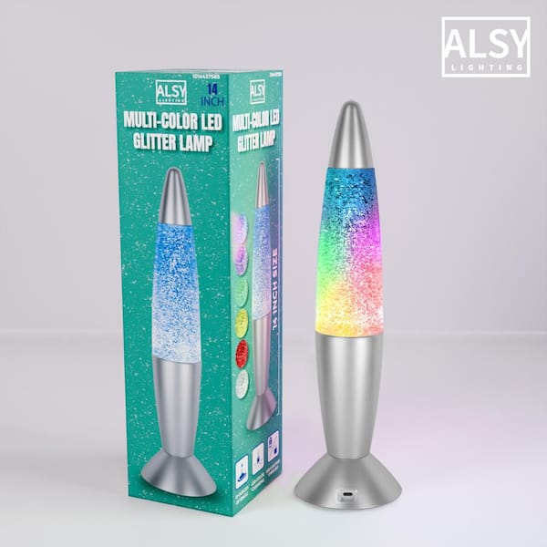 14 in. Glitter Lamp Battery-Operated Color-Changing