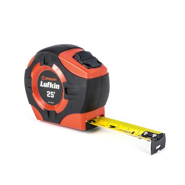 Crescent Lufkin P1000 Series 1 in. x 25-ft. Hi-Viz Orange Yellow Clad A5-Blade Power Return Tape Measure