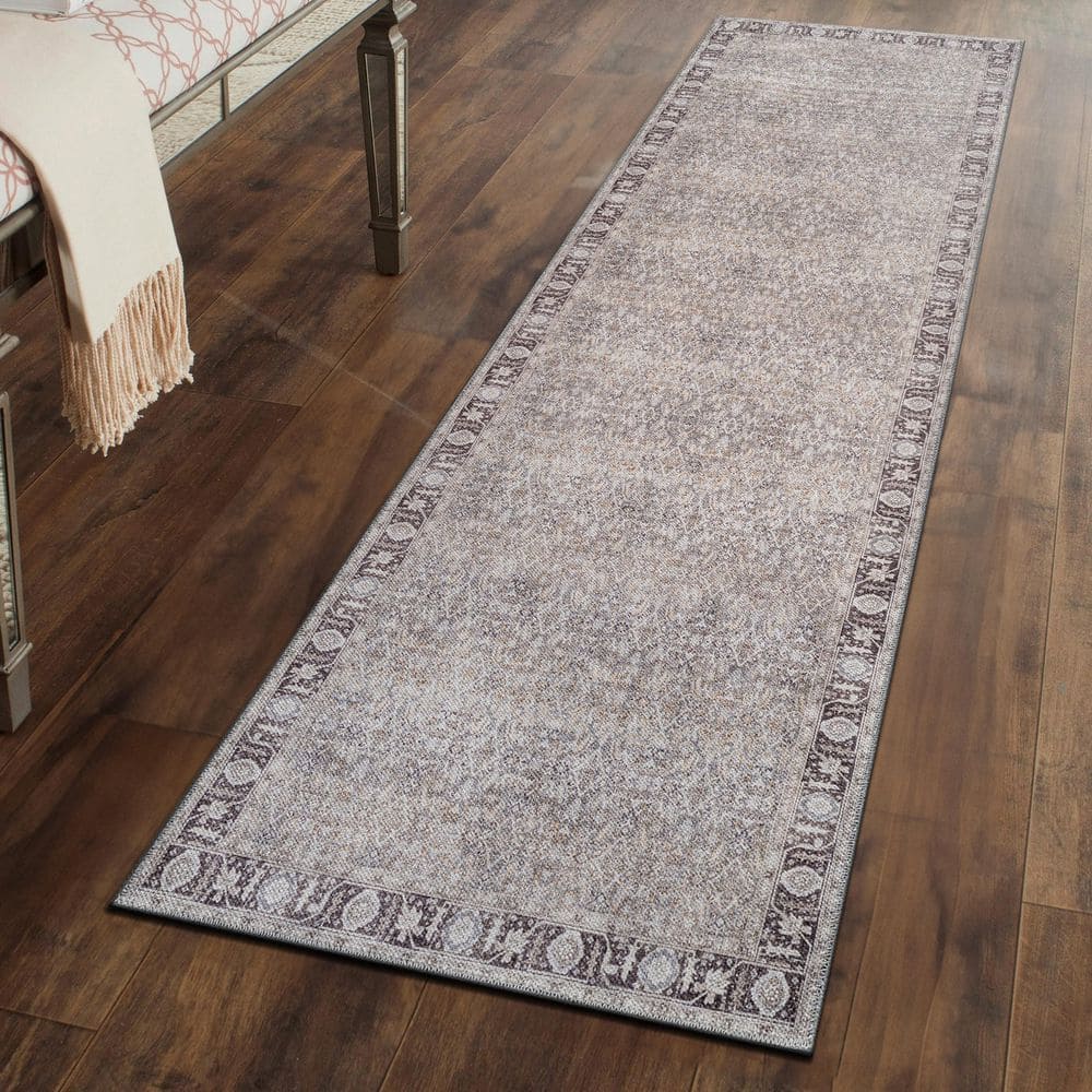 Elise Distressed Machine Washable Gray 2 ft. 6 in. x 8 ft. Runner Rug price history on PriceWatchPro