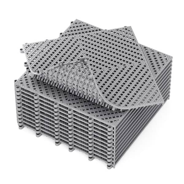 12 in. x 12 in. Interlocking Drainage Floor Tile Set, Anti-Slip PVC for Patio, Garage and Pool Areas(12-Pack)
