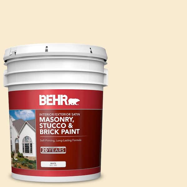 BEHR 5 gal. #OR-W04 Nice Cream Satin Interior/Exterior Masonry, Stucco and Brick Paint