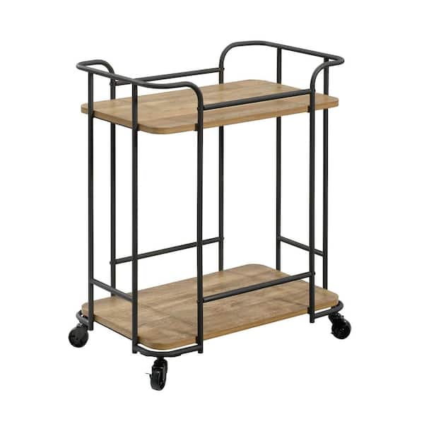 SAUDER Station House 27.559 in. Etched Oak 2-Shelf End Table with Casters