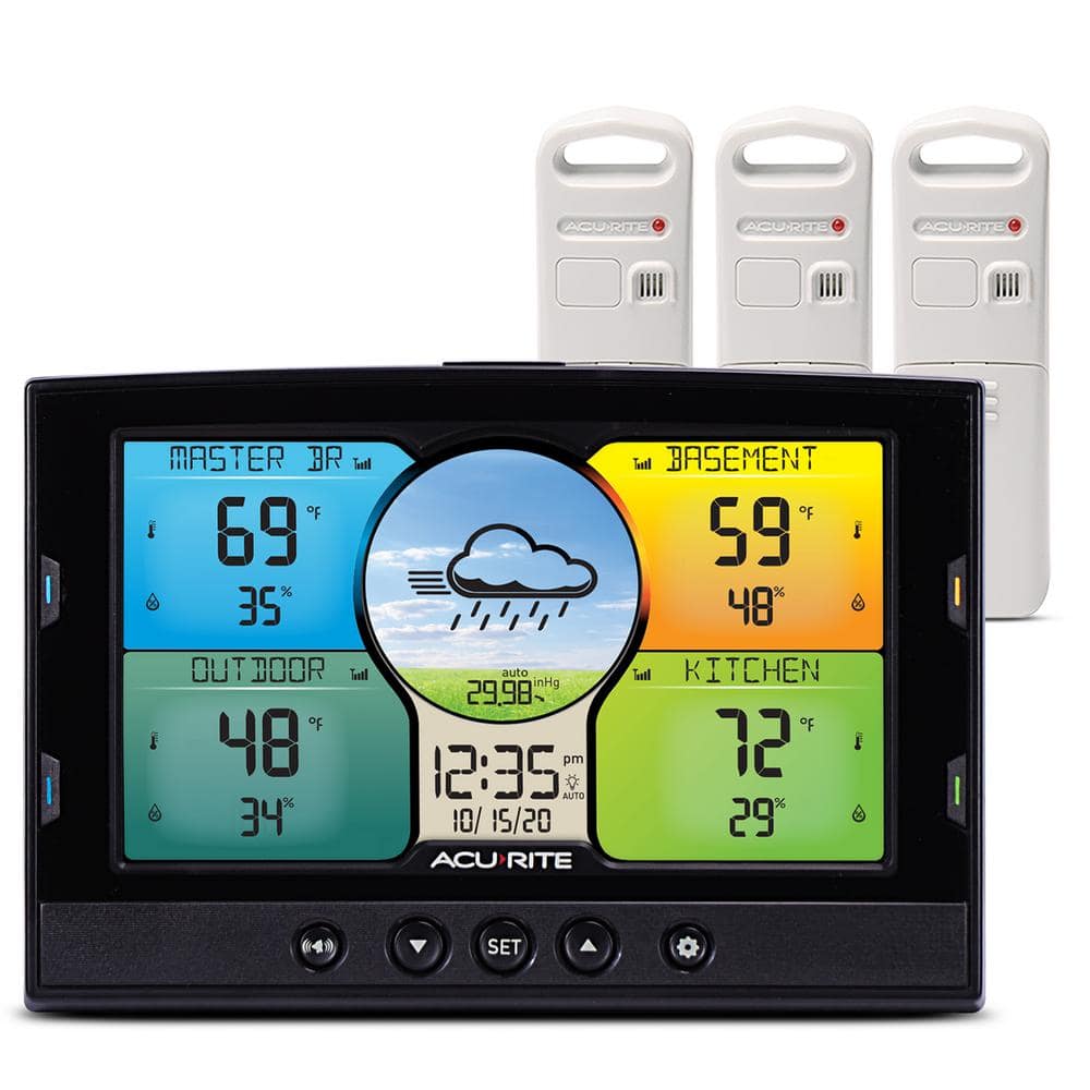 Indoor Temperature & Humidity Station With 3 Sensors Weather Meters by AcuRite 