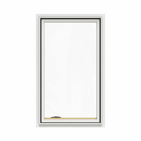JELD-WEN 28.75 in. x 48.75 in. W-2500 Series White Painted Clad Wood Left-Handed Casement Window with BetterVue Mesh Screen