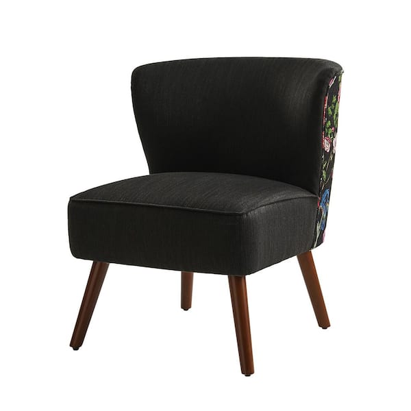JAYDEN CREATION Timon Modern Variety Fabric Pattern Wingback Side Chair with Solid Wood Legs-Black