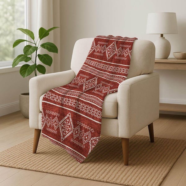 Premium Machine Washable ASB901 Red 50 in. x 70 in. Sherpa Throw Blanket