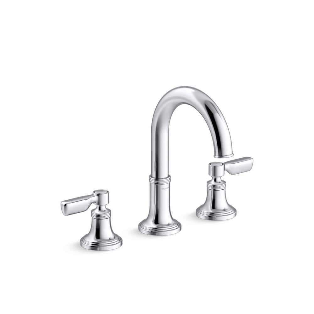 Paces 8 in. Widespread Double Handle Bathroom Faucet with Lever Handles in Polished Chrome