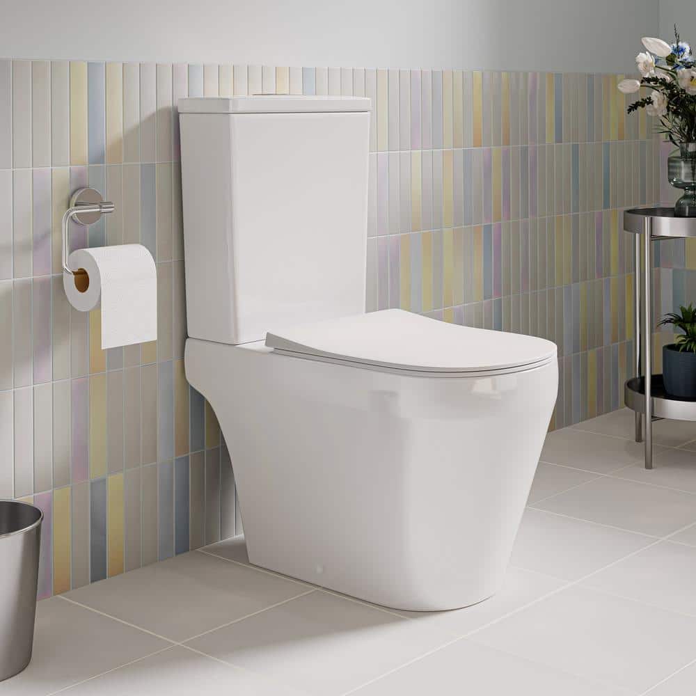 White Elongated Dual-Flush High Efficiency Free Standing Toilet