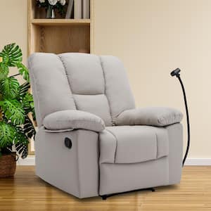 Yingj 38 in. W White Technical Leather Upholstered Manual Oversized Recliner with Storage