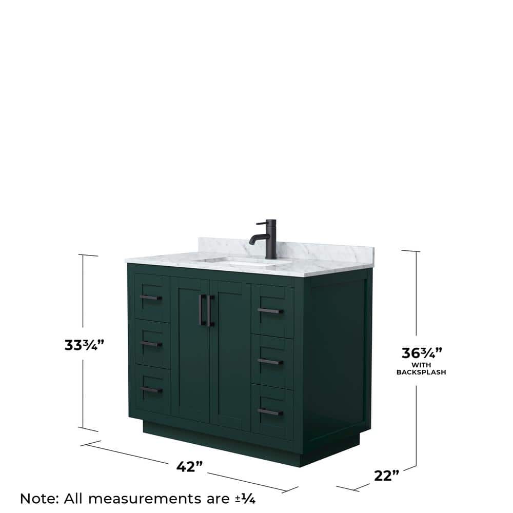 Miranda 42'' Green Single Freestanding Bathroom Vanity with Marble Top