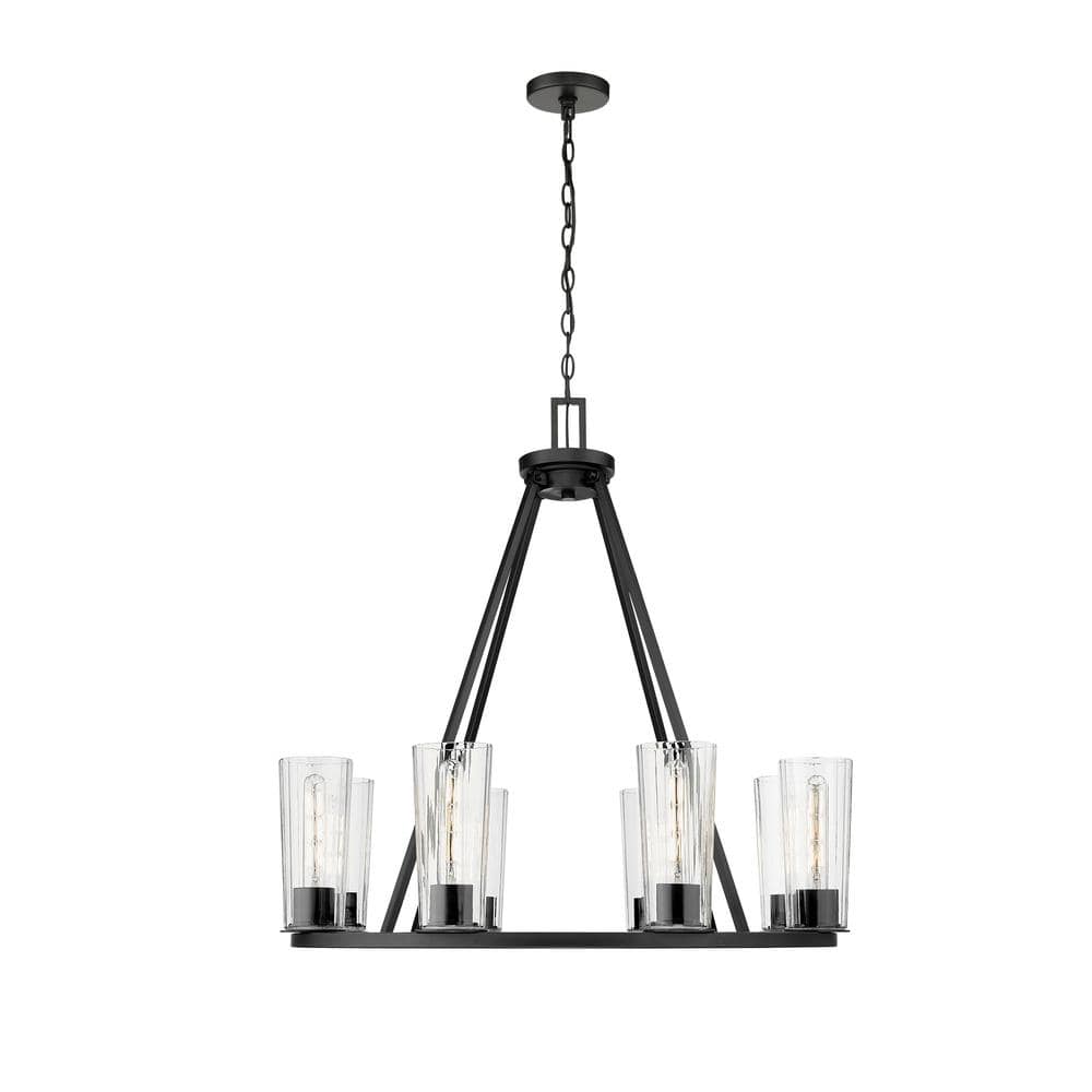 Titus 8-Light in Matte Black Chandelier with no bulbs included