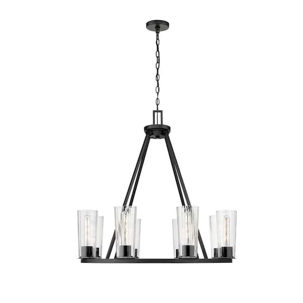 Unbranded Titus 8-Light in Matte Black Chandelier with no bulbs included