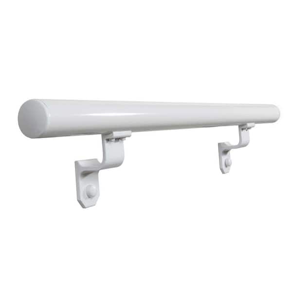 EZ Handrail 3 ft. White Aluminum Round Straight Handrail Kit