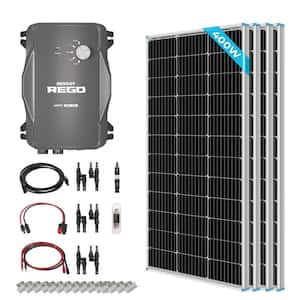 New 400-Watt 12-Volt Off-Grid Solar Premium Kit w/4-Piece 100W Monocrystalline Panel and REGO Solar Charge Controller