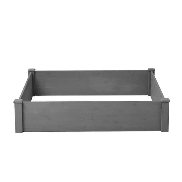Movisa 48 in. x 48 in. x 10 in. Outdoor Wood Raised Garden Bed Planter Box Over Floor, Tool-Free Assembly