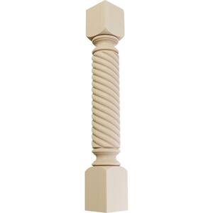 5 in. x 5 in. x 35-1/2 in. Unfinished Rubberwood Hamilton Rope Cabinet Column
