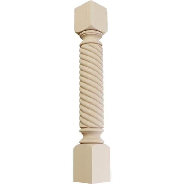 Ekena Millwork 5 in. x 5 in. x 35-1/2 in. Unfinished Rubberwood Hamilton Rope Cabinet Column