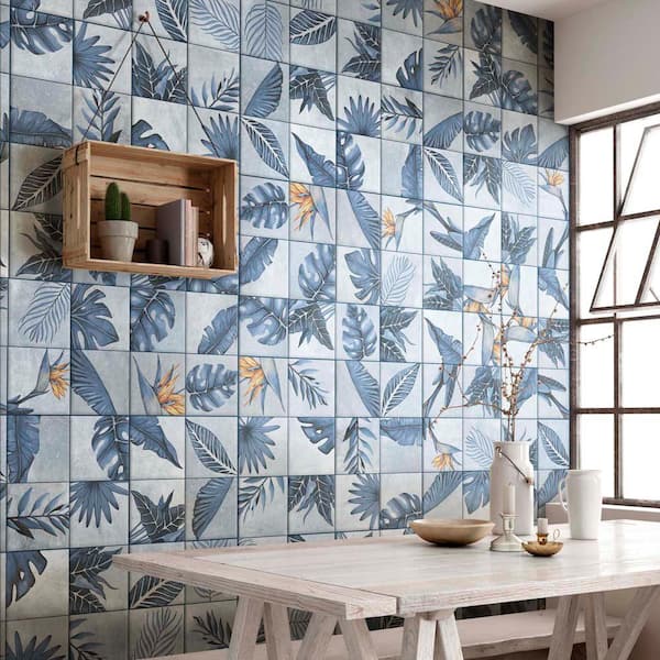 Nusa Botanic Sapphire 9-3/4 in. x 9-3/4 in. Porcelain Floor and Wall Tile (10.88 sq. ft./Case)