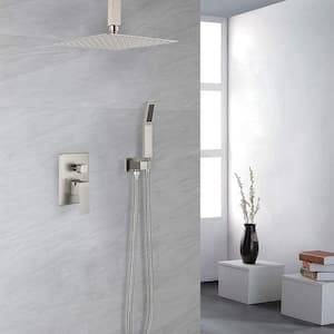 12 in.Ceiling-Mounted Shower System with Valve in Brushed Nickel