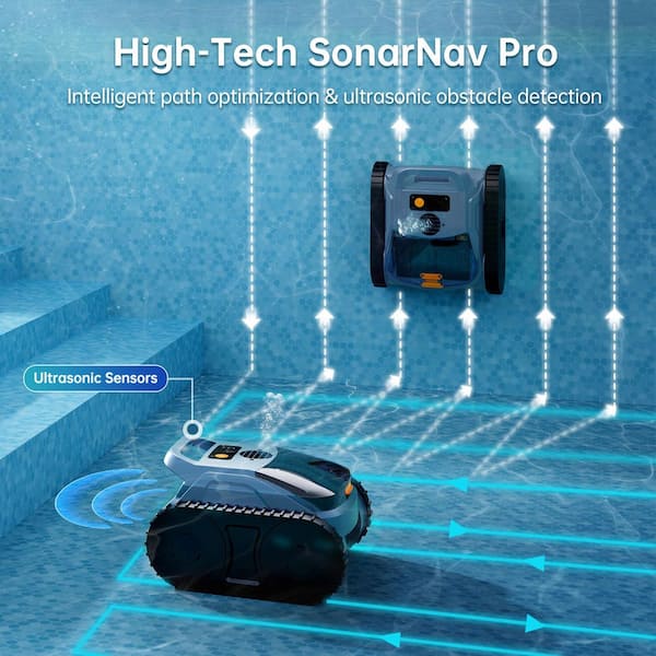 Robotic Pool Vacuum, Cordless Pool Vacuum Robot for Above Ground and Inground Pools Wall Floor Waterline Cleaning