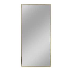 71 in. W x 34 in. H Rectangular Aluminum Framed Wall Bathroom Vanity Mirror in Gold