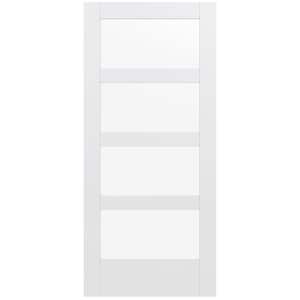 36 in. x 80 in. No Panel MODA Primed PMC1044 Solid Core Wood Interior Door Slab w/Clear Glass