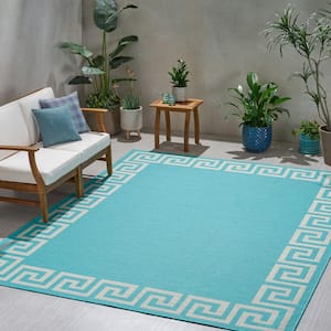 Teal and Ivory 7.1 ft. x 10 ft. Area Rug