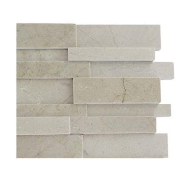 Splashback Tile Dimension 3D Brick Crema Marfil Pattern Marble Mosaic Floor and Wall Tile - 3 in. x 6 in. x 8 mm Tile Sample