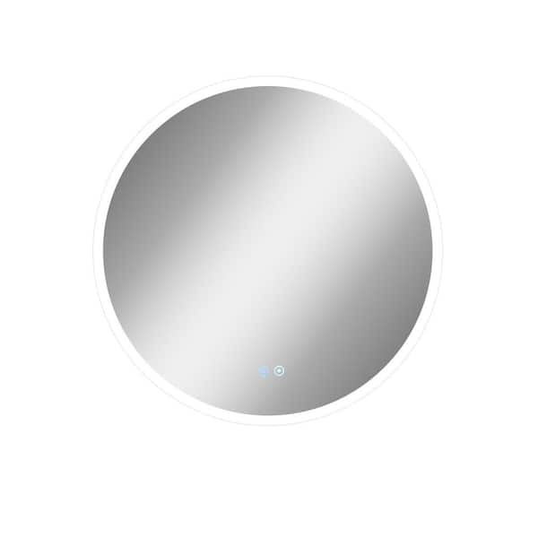 Unbranded 32 in. W x 32 in. H Round Frameless Copper-Free LED Lighted Wall-Mounted Bathroom Vanity Mirror Includes Defogger