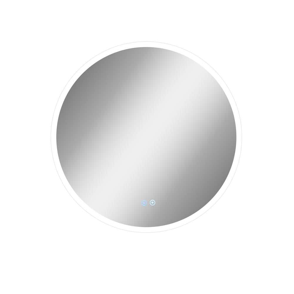 24 in. W x 24 in. H Round Frameless Copper-Free LED Lighted Wall ...